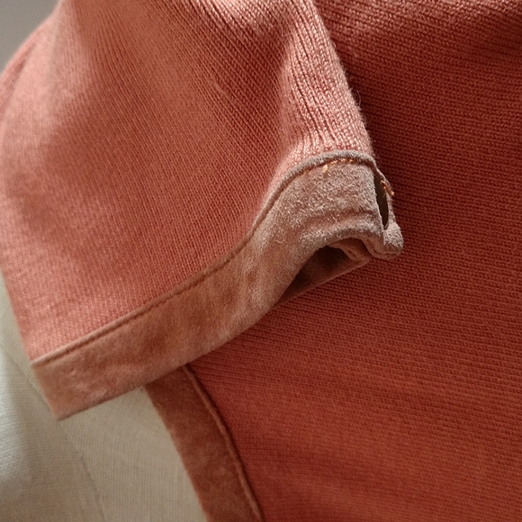 Copy VINTAGE DESIGNER SUEDE Trimmed Sigrid Olsen Snap Closure Melon Cardi - Picture 7 of 12